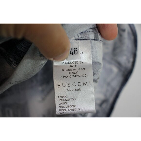 Buscemi Mens 48 New York Print Loop Open Collar AOP Button Up Shirt N1280 - Picture 6 of 7